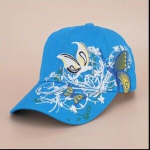 Y2K Butterfly Embroidered Flower Baseball Cap